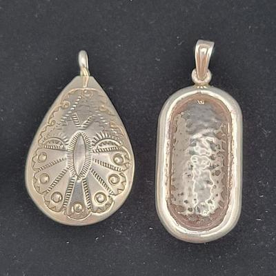 Two Sterling Pendants Hammered, Etched - Marcella James 11.6gr