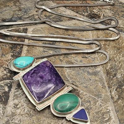 Vintage Sterling Gemstone Necklace