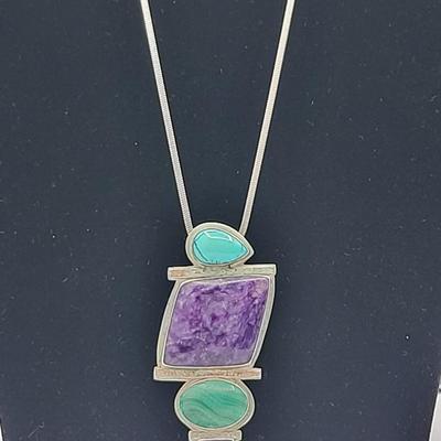 Vintage Sterling Gemstone Necklace