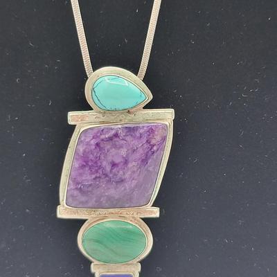 Vintage Sterling Gemstone Necklace