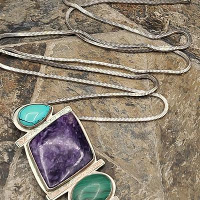 Vintage Sterling Gemstone Necklace