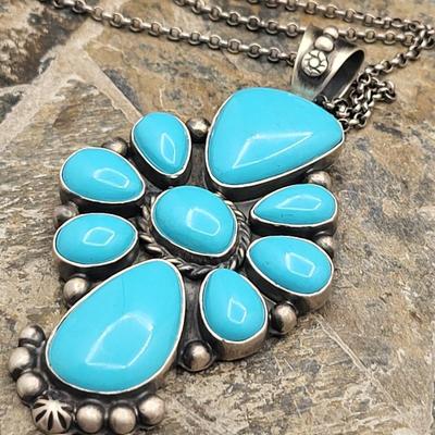 Sleeping Beauty Turquoise Cross Necklace