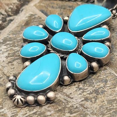 Sleeping Beauty Turquoise Cross Necklace