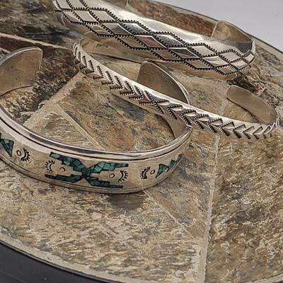 Three Piece Sterling Cuff Bracelets 56gr