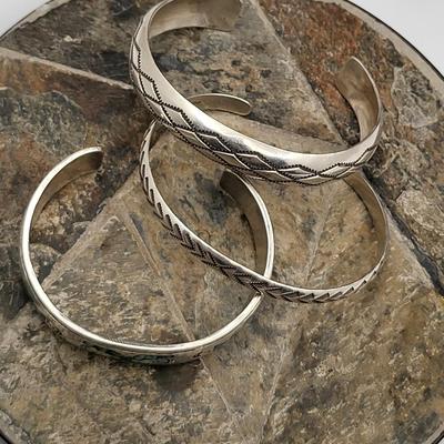 Three Piece Sterling Cuff Bracelets 56gr