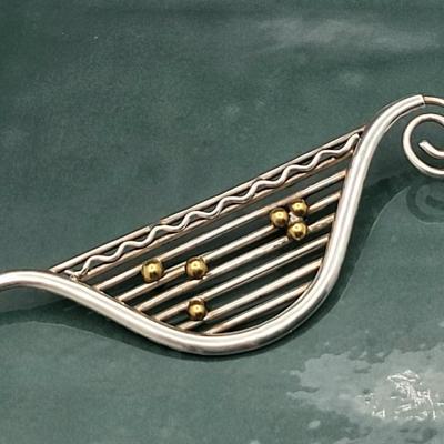 Modernist Sterling Musical Note Brooch 19.2gr