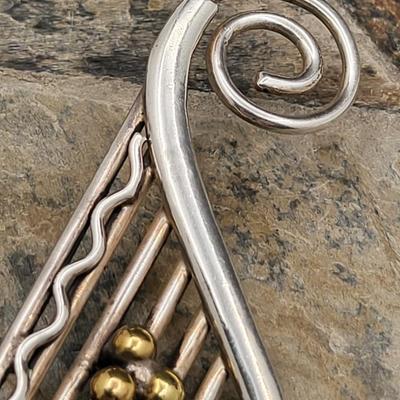 Modernist Sterling Musical Note Brooch 19.2gr