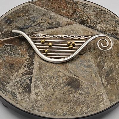 Modernist Sterling Musical Note Brooch 19.2gr