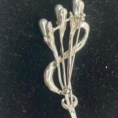 Silverine Rhinestone swirl Pin Brooch