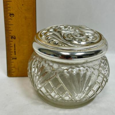 Avon Glass Jar with Silver tone lid