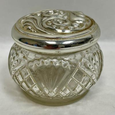 Avon Glass Jar with Silver tone lid