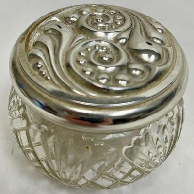 Avon Glass Jar with Silver tone lid