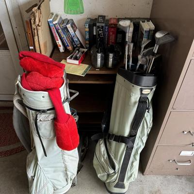 Golfing equipment, movies, and Shelf