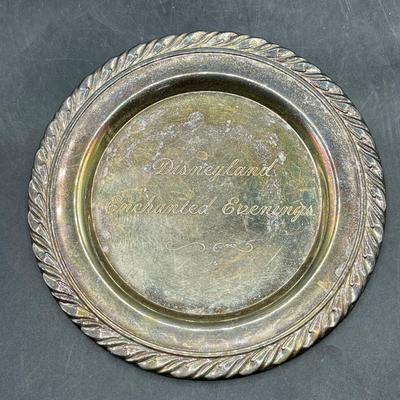 Rare Disney Collectible -Disneyland Enchanted Evenings silver plated dessert plate & Club 33 Goblet