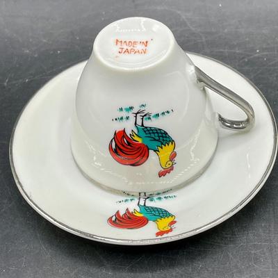 Rooster Teacup and Saucer Made in Japan