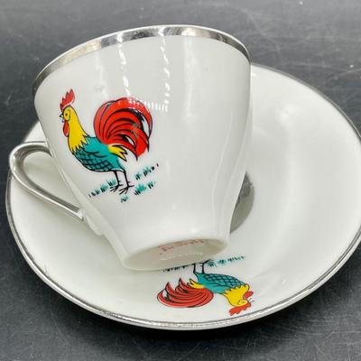 Rooster Teacup and Saucer Made in Japan