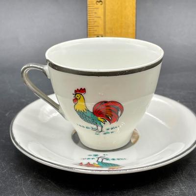 Rooster Teacup and Saucer Made in Japan