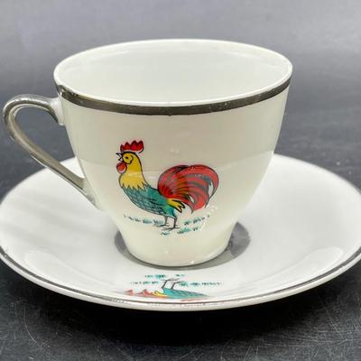 Rooster Teacup and Saucer Made in Japan
