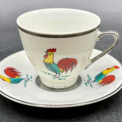 Rooster Teacup and Saucer Made in Japan