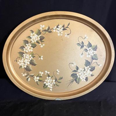 Floral Hand Decorated Metal Tray & Two Painted Boards (DR-MG)
