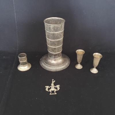 Sterling Vase Bottoms, Rabbit Ornament and Small Cups (LR-KD)