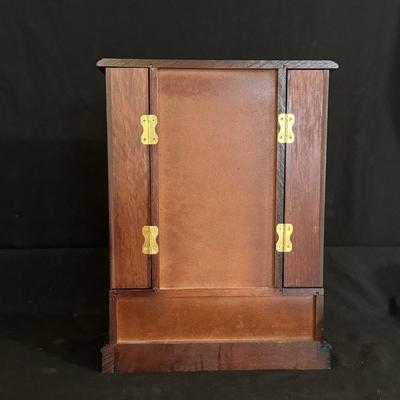 Wooden Jewelry Box w/ Etched Glass Doors (GB-DZ)