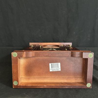 Wooden Jewelry Box w/ Etched Glass Doors (GB-DZ)