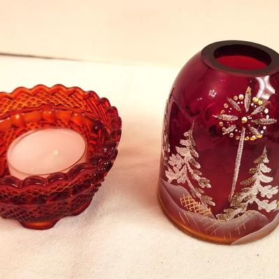 Lot #192 Fenton Art Glass "Winter Trees" Fairy Light
