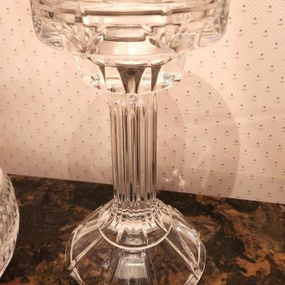 Lot #194 Polish Crystal Rose Bowl - Single Large Candlestick