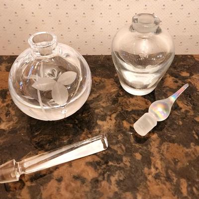 Lot #196 Lot of 2 crystal Perfume Bottles