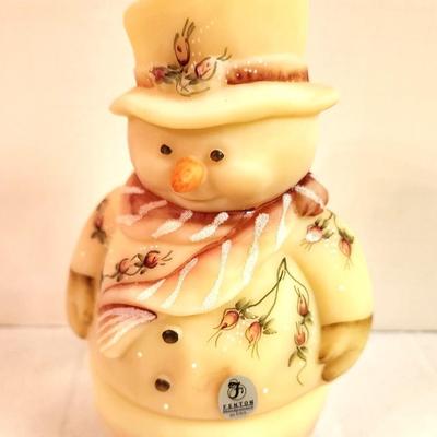 Lot #207 Fenton Art Glass Snowman Fairy Light - GLOWS