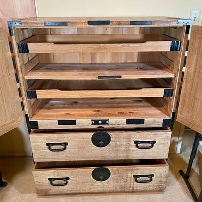Antique Japanese Tansu Stacking Chest of Drawers Campaign Chest