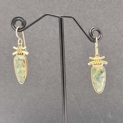 Gold Overlay 925 Jasper Earrings