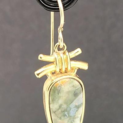 Gold Overlay 925 Jasper Earrings