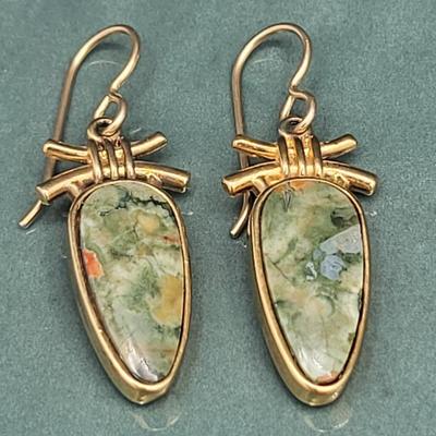 Gold Overlay 925 Jasper Earrings