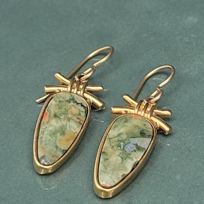 Gold Overlay 925 Jasper Earrings