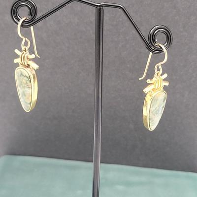 Gold Overlay 925 Jasper Earrings