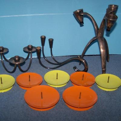 LOT 123 FAB MCM CANDLESTICKS/HOLDERS--DENMARK/ROGERS/ENAMELWARE