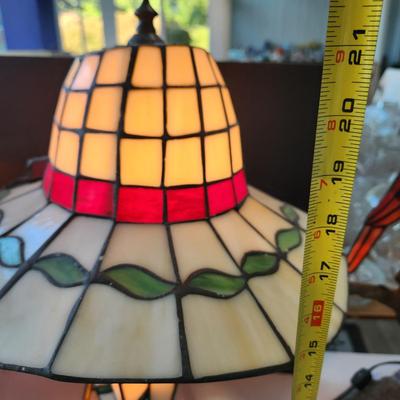 2 Tiffany Style Stained Glass Shoe Hat Umbrella Table Lamps