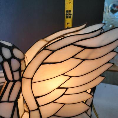 2 Stained Glass Swan Table Lamps