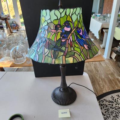 Stained Glass Birds Table Lamp 26" tall