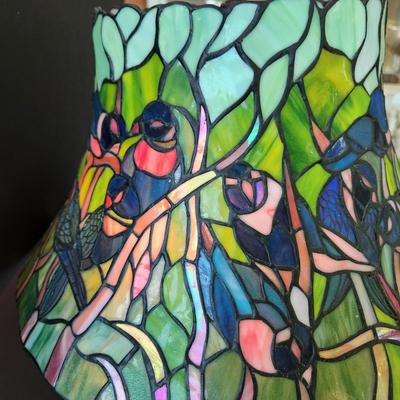 Stained Glass Birds Table Lamp 26" tall