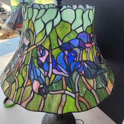 Stained Glass Birds Table Lamp 26" tall