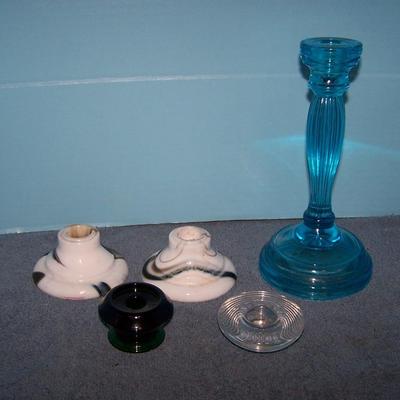LOT 128 UNIQUE MCM CANDLESTICKS AKRO AGATE