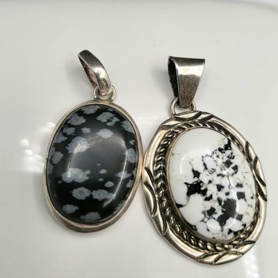 O. Martinez White Buffalo & Snowflake Obsidian Pendants 20.8gr