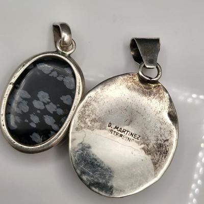 O. Martinez White Buffalo & Snowflake Obsidian Pendants 20.8gr