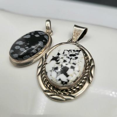 O. Martinez White Buffalo & Snowflake Obsidian Pendants 20.8gr
