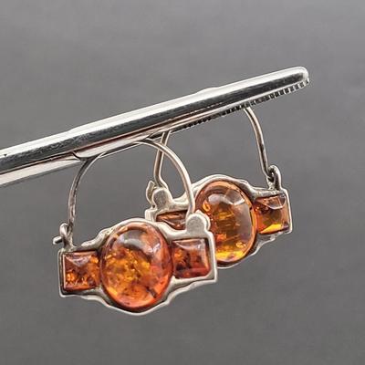 925 Genuine Amber Earrings 5.9gr