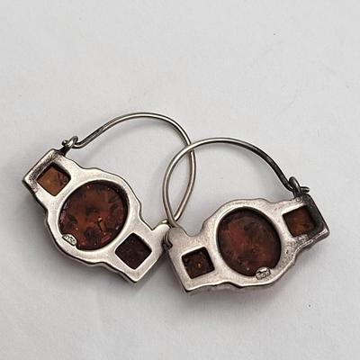 925 Genuine Amber Earrings 5.9gr