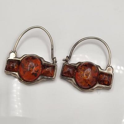 925 Genuine Amber Earrings 5.9gr
